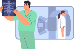 Médico mirando radiografía